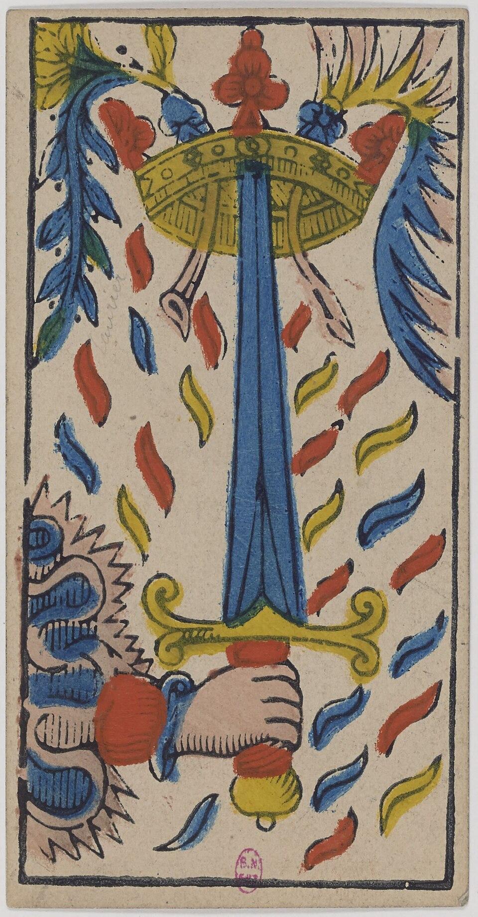 As d'Épées, arcane mineur du tarot de Marseille