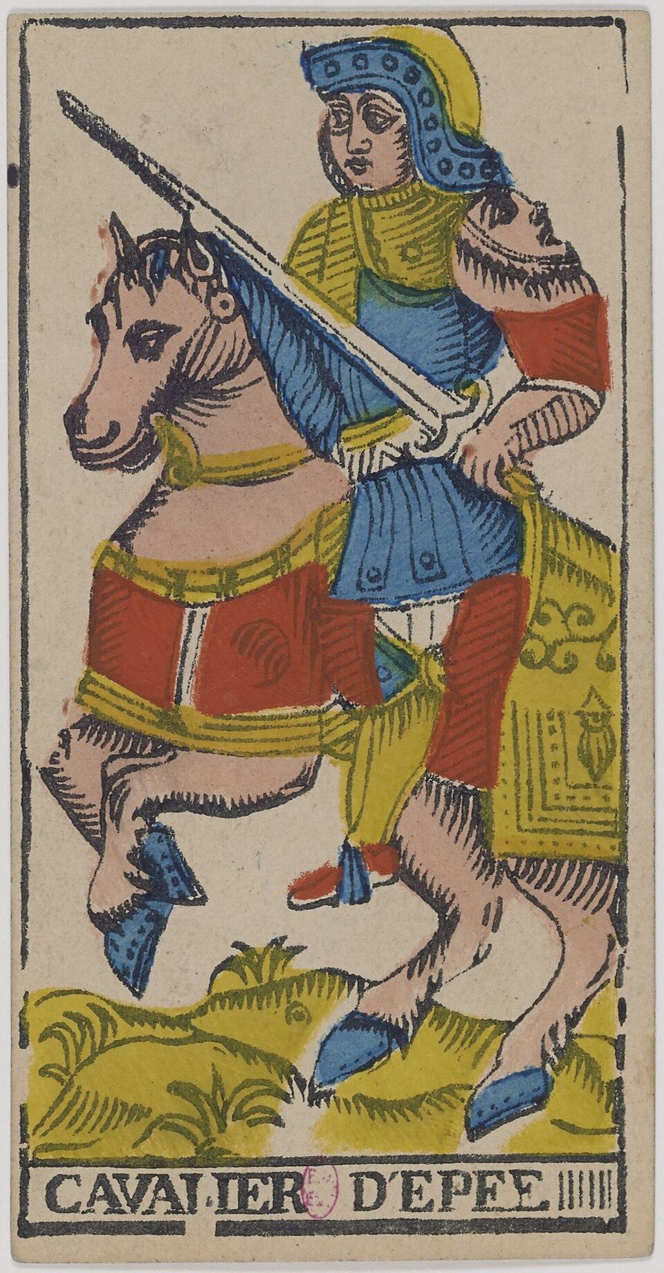 Cavalier d'Épées, arcane mineur du tarot de Marseille