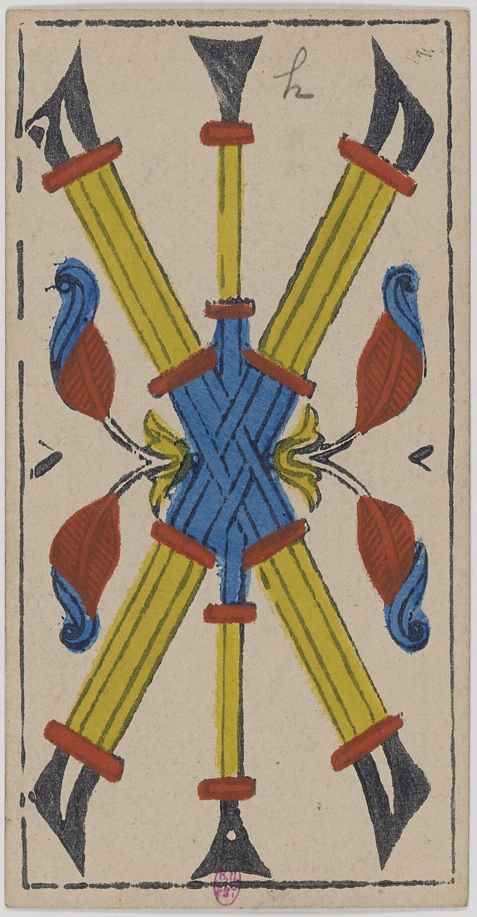 Cinq de Bâtons, arcane mineur du tarot de Marseille