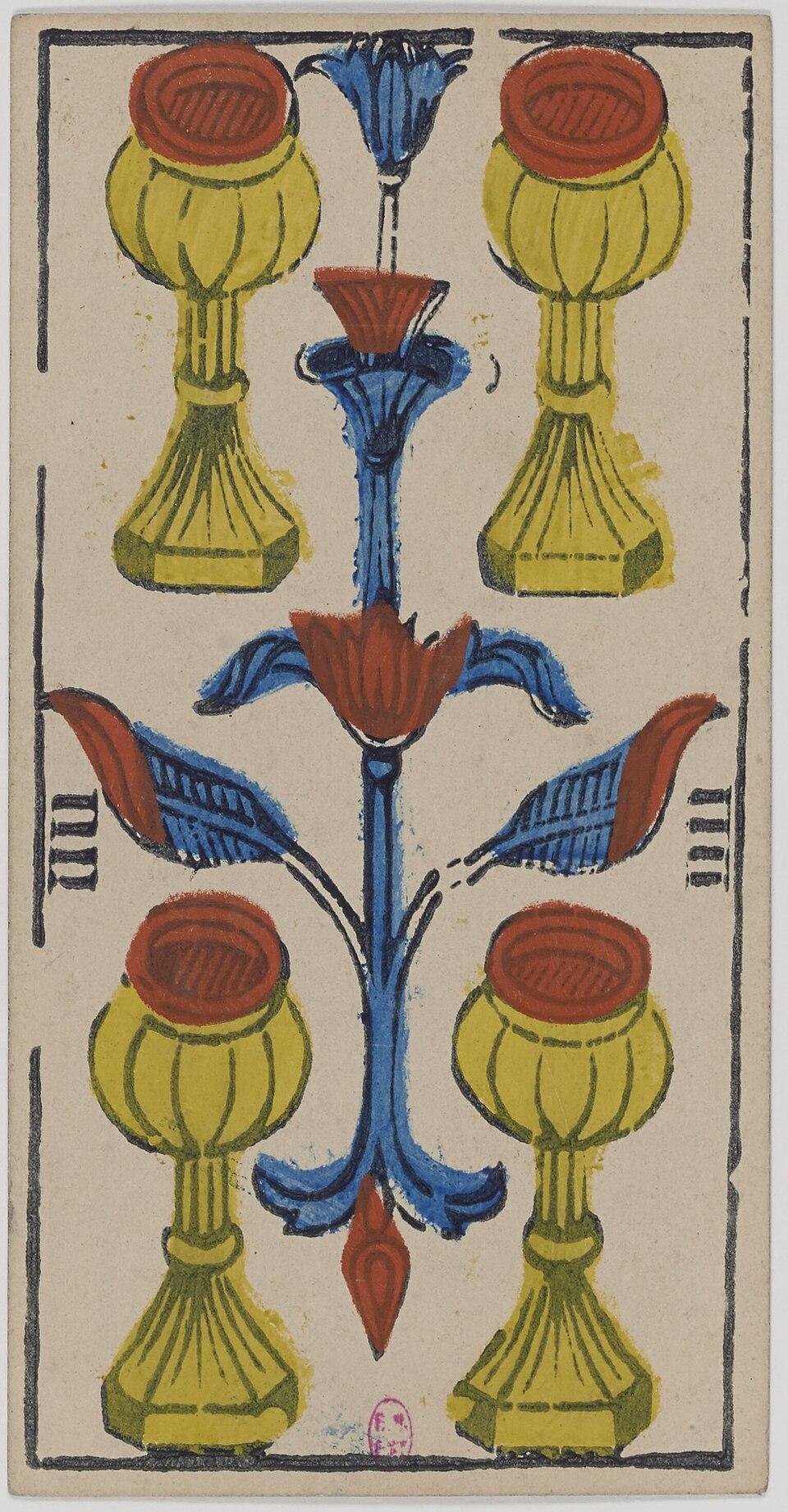 Quatre de Coupes, arcane mineur du tarot de Marseille